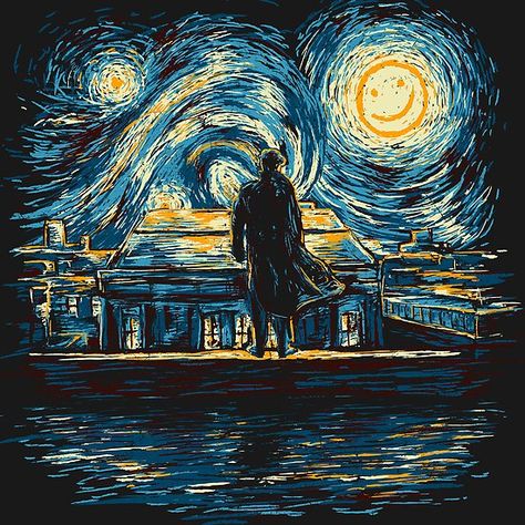 Starry Fall (Sherlock) Digital Art Process, فنسنت فان جوخ, Vincent Willem Van Gogh, Digital Art Software, Starry Night Art, Sherlock Fanart, Sherlock Fandom, Arte Van Gogh, Art Process