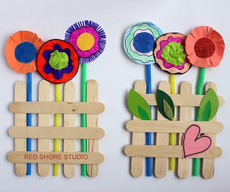 Spring Popsicle Sticks Garden: Fun Craft For Kids and Seniors Popsicle Stick Flowers, Activity For Seniors, Sticks Craft, Mather Day, Popsicle Crafts, Garden Fun, Spring Projects, Popsicle Stick Crafts, Popsicle Stick