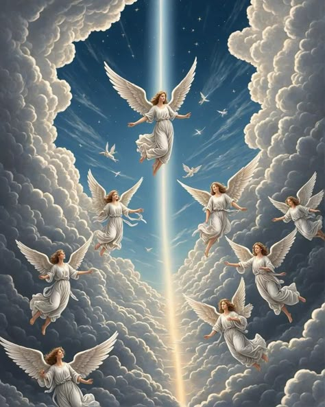 Legions Of Angels, Angels From Heaven, Heavenly Angels Art, Guardian Angel Images, Pictures Of Angels, Guardian Angel Pictures, Mary Jesus Mother, Angel Flying, Bible Artwork