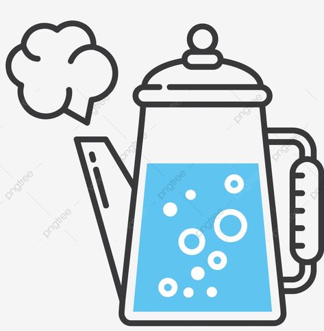 Kettle Illustration, Water Cartoon, Infographic Inspiration, Water Icon, Painted Teapot, Boiled Water, Water Boiling, Blue Banner, Water Kettle