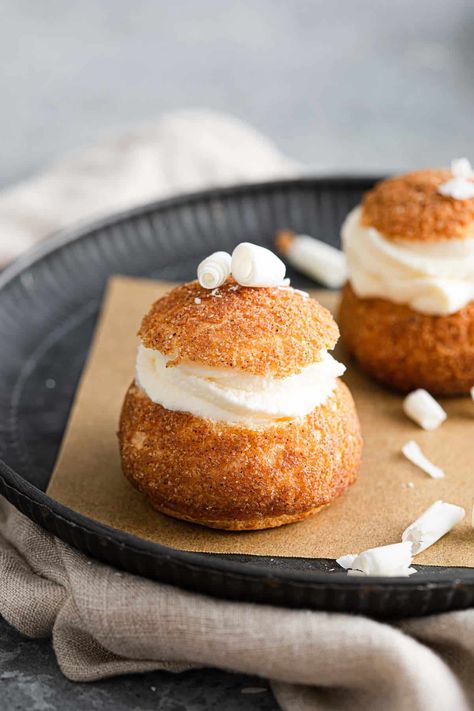 Pumpkin Spice Cream Puffs | Baker Street Society Pumpkin Spice Cream Puffs, Pumpkin Cream Puffs, Cream Puff Flavors, What Is Pumpkin Spice, Cinnamon Whipped Cream, Pumpkin Spice Cream, Butter Pastry, Creme Puff, Pumpkin Butter