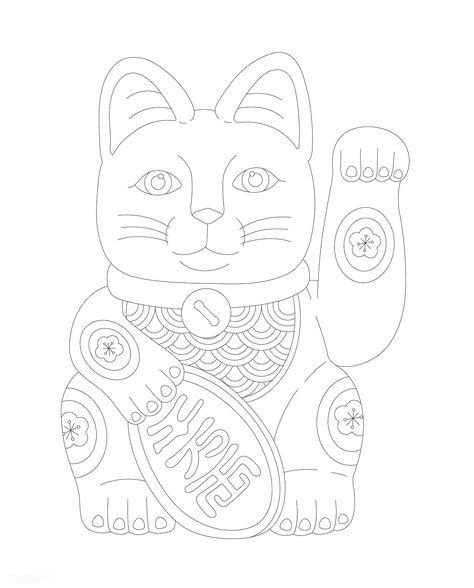 Good Luck Cat, Lucky Cat Tattoo, Beckoning Cat, Anna Blue, Money Cat, Free Illustration Images, Free Adult Coloring Pages, Free Vector Illustration, Silhouette Clip Art