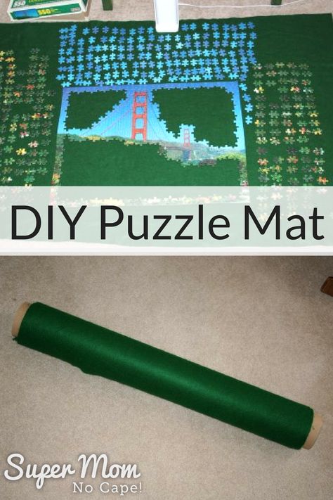 DIY Puzzle Mat - quick, inexpensive project for yourself or to give as a gift. Click thru for the easy to follow instructions! #puzzles #jigsawpuzzles #puzzlemat via @susanflemming Puzzle Mat Diy, Diy Puzzle Board, Puzzle Roll Up Mat, Puzzle Storage, Diy Puzzle, Puzzle Table, Make Your Own Puzzle, Upcycling Projects, Puzzle Mat