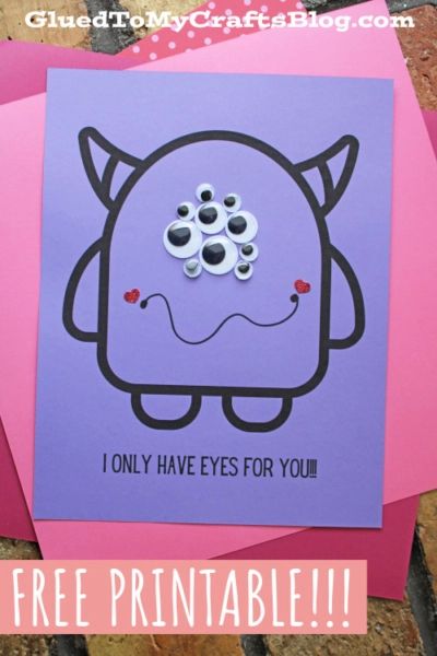 Valentine Monster Craft, Love Monster Craft Preschool, Love Monster Craft, Theme Preschool, Monster Craft, Glue Craft, Monster Crafts, Valentine's Day Crafts For Kids, Craft Eyes