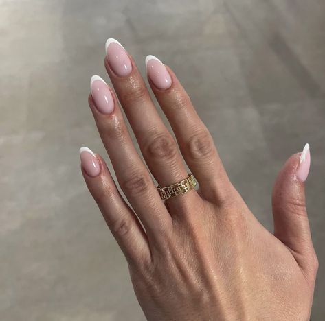 Almond French Gel Nails, Fine Line French Tip Nails, Oval Nails French, Strong Healthy Nails, Nail Care Products, Casual Nails, Oval Nails, Neutral Nails, Healthy Nails