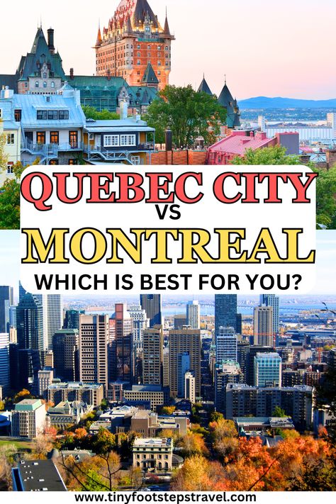 Are you trying to decide between Quebec City and Montreal? You're in luck! In this guide I walk you through their differences and similarities and which one is the perfect fit for you and your travel preferences. Things To Do In Quebec City, Quebec City Summer, Old Quebec City, Capital Of Canada, 2024 Travel, Quebec City Canada, Concordia University, Old Quebec, Similarities And Differences