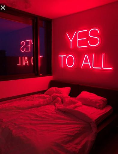 Moody bedroom design incorporating neon and reflections Hot Bedroom Ideas, Hot Bedroom Ideas For Couples, Red Room 50 Shades Diy, Neon Bedroom Aesthetic, Red Room 50 Shades, Couple Bedroom Ideas, Urban Dystopia, Secret Rendezvous, Led Lights Bedroom