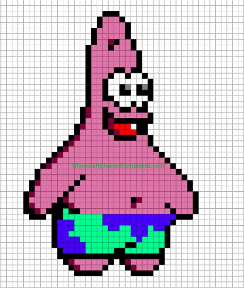 pixel art templates | Minecraft Pixel Art Templates Patrick Star Cross Stitch, Patrick Perler Beads, Patrick Star Perler Beads, Patrick Star Pixel Art, Pixel Art Spongebob Easy, Spongebob Perler Bead Patterns, Spongebob Perler Beads, Spongebob Perler, Grille Pixel Art