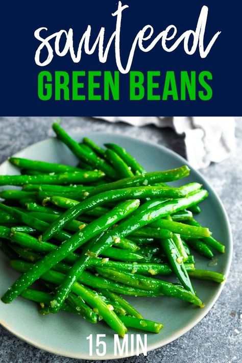 Sautéed green beans with garlic butter is an easy ten minute side dish! Serve it for a weeknight dinner or a special occasion. #sweetpeasandsaffron Sauteed Green Bean Recipes, Green Beans With Garlic, Sauteed Greens, Sauteed Green Beans, Garlic Green Beans, Plat Simple, Green Bean Recipes, Greens Recipe, Vegetable Sides