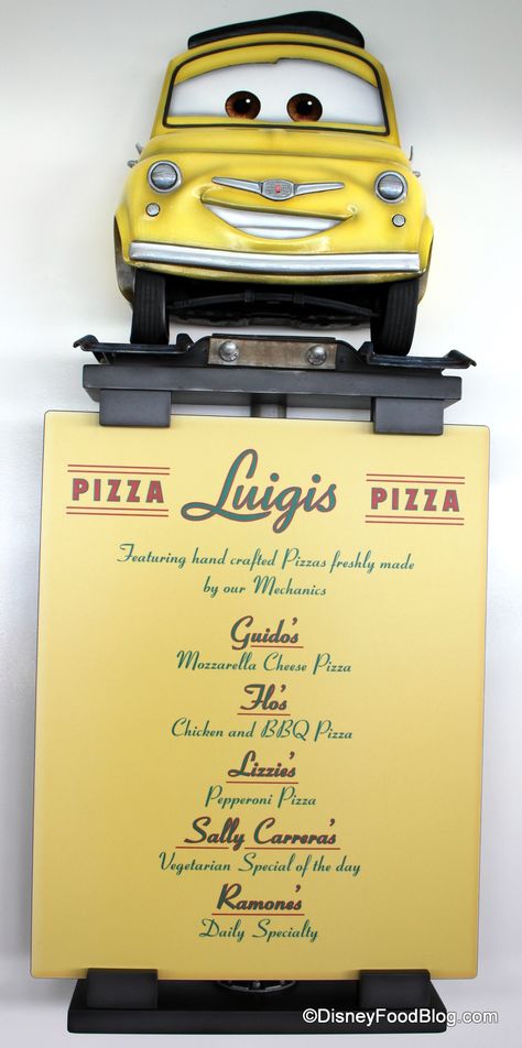 Luigi's Pizza Menu Disney Dream Cruise Ship, Mcqueen Party, Pixar Cars Birthday, Pixar Party, Mcqueen Birthday, Flash Mcqueen, Cars Birthday Party Decorations, Disney Dream Cruise, Planes Birthday