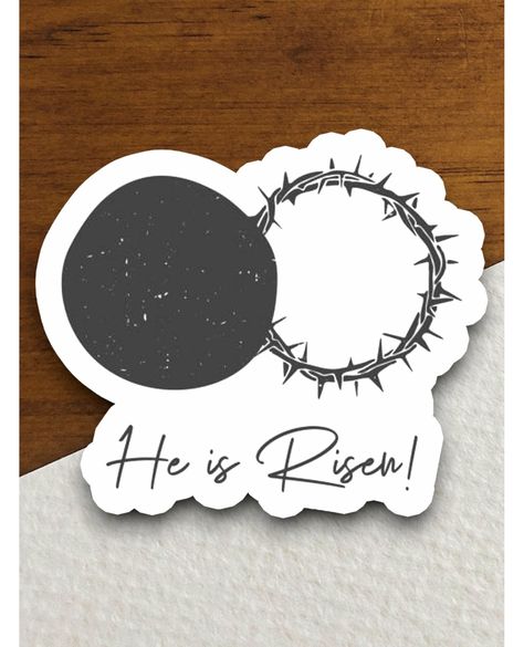 Get your own "He is Risen with Tomb Stone and Thorns sticker, Religious Sticker, Faith Sticker, laptop decal, risen sticker, Tomb sticker, Easter sticker" Available at https://marmaladesunset.com/products/he-is-risen-with-tomb-stone-and-thorns-sticker-religious-sticker-faith-sticker-laptop-decal-risen-sticker-tomb-sticker-easter-sticker #Faith #laptop #Blessed #Religion #Church #JesusChrist #scrapbook #Worship #Christian #Jesus #sticker #HydroFlask #Christianity #family #Religious #Bible #j... Tomb Stone, Faith Stickers, Easter Stickers, Holiday Images, Sunny California, Sticker Designs, He Is Risen, Holiday Humor, Sticker Laptop