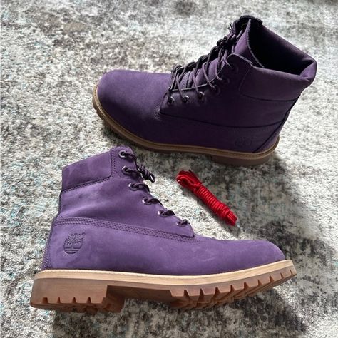 Timberland x VILLA Purple Diamond Boots Purple Timberland Boots, Diamond Boots, Cool Kicks, Purple Diamond, Timberlands Shoes, Purple Lace, Waterproof Boots, Red Lace, Timberland Boots