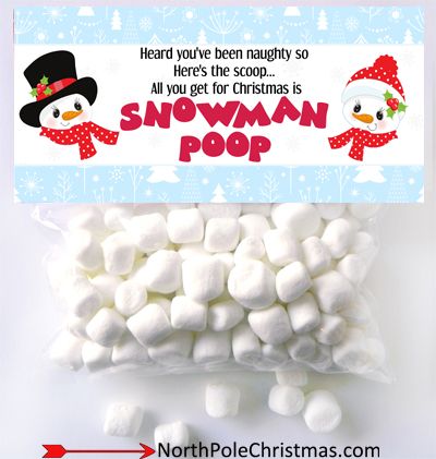 Christmas Gift Ideas For Mom, Easy Holiday Party, Snowman Poop, Winter Birthday Party, Crafts Printable, Printable Snowman, Diy Christmas Gifts For Family, Christmas Treat Bags, Classroom Treats