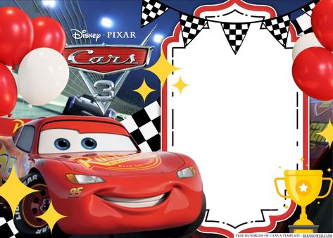 FREE Editable Cars 3 Birthday Invitation Cars Tarpaulin Layout, Cars Birthday Invitations Free Template, Cars Theme Invitation, Car Birthday Invitations Free, Hello Kitty Birthday Invitations, Wwe Birthday, Cars Invitation, Free Printable Baby Shower Invitations, Minnie Mouse Birthday Invitations