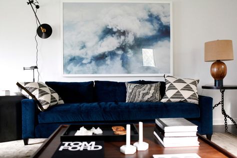 desire to inspire - desiretoinspire.net Brian Paquette, Full House Remodel, Blue Velvet Sofa, Stylish Interior Design, Interior Renovation, Beautiful Interior Design, A Living Room, Luxury Home Decor, Dream Home Design