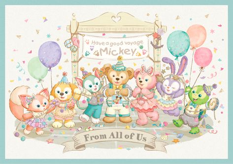 Ipad Themes, Duffy And Friends, Baby Party Themes, Duffy The Disney Bear, Tokyo Disneysea, Disney Illustration, Friends Illustration, Disney Bear, Disney Sea