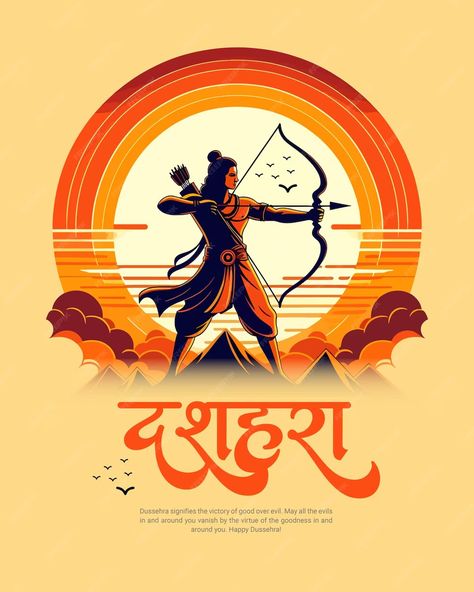 Happy Dussehra Ravana Dahan and Vijayadashami with lord Rama Social Media Post Template | Premium AI-generated vector Dussehra Celebration, Dussehra Greetings, Happy Dusshera, Dussehra Wishes, Dussehra Images, Good Over Evil, Mothers Day Poster, Ram Navami, Navratri Festival