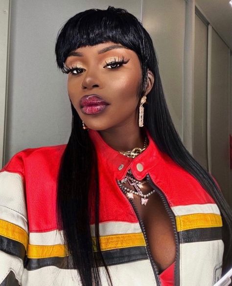 Long Mullet Black Women, Cardi B Mullet Hairstyle, 80’s Hair 80s Hairstyles Black Women, Mullet Hairstyle Black Women, 70s Wig Black Women, Mullet Lace Front Wig, Receptionist Outfit, Black Mullet, Hairstyle Black Women