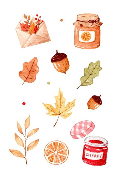 October Illustration Fall, Nowruz Crafts, Diy Watercolor Cards, Autumn Doodles, Autumn Things, Christian Drawings, Watercolor Calendar, Digital Bullet Journal, Watercolor Art Face