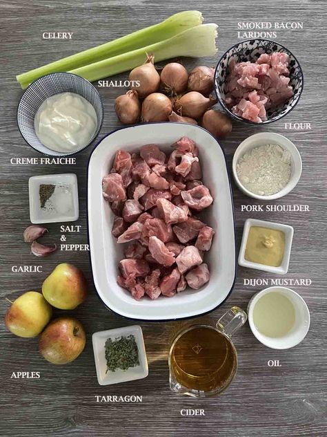 Pork Normandy Recipe, Normandy Recipes, Pork Normandy, Creme Fraiche Sauce, Savoury Meals, Farm Cooking, Pork Casserole, Classic French Dishes, Pork Stew