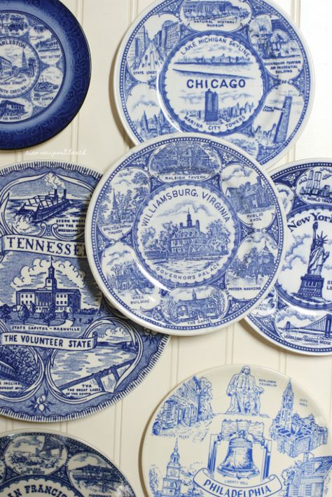 Souvenir Plates Display Ideas, Vintage Dishes Antiques, Santa Margherita, Transferware Plate, Brown Transferware, Souvenir Plates, Antique Dishes, Blue Transferware, Colored Glassware