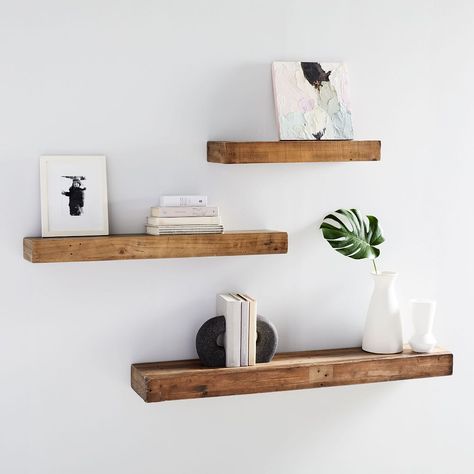 Diy Shelves Design, Diy Shelves Ideas, Float Shelf, Shelves Decor, Reclaimed Wood Floating Shelves, Floating Shelf Decor, Shelf Decor Living Room, Farmhouse Shelves, Regal Design