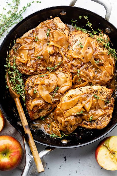 Cider Braised Chicken Apple Cider Braised Chicken, Apple Cider Dinner Recipes, Cider Braised Chicken, Braised Chicken Recipes, Erin Lives Whole, Braised Chicken Breast, Braised Chicken Thighs, Searing Meat, Braised Cabbage