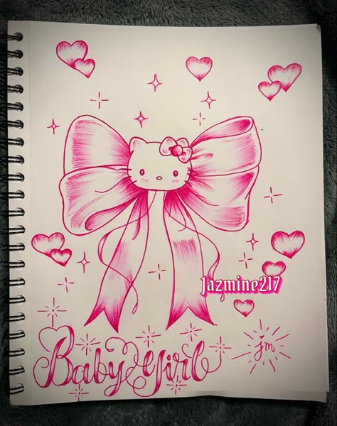 Tattoo Art Drawings Design Beautiful, Pink Things To Draw, Couple Cartoon Drawings, Doodles Heart, Easy Graffiti Drawings, Images Hello Kitty, Cholo Art, Chicano Drawings, Hello Kitty Crafts