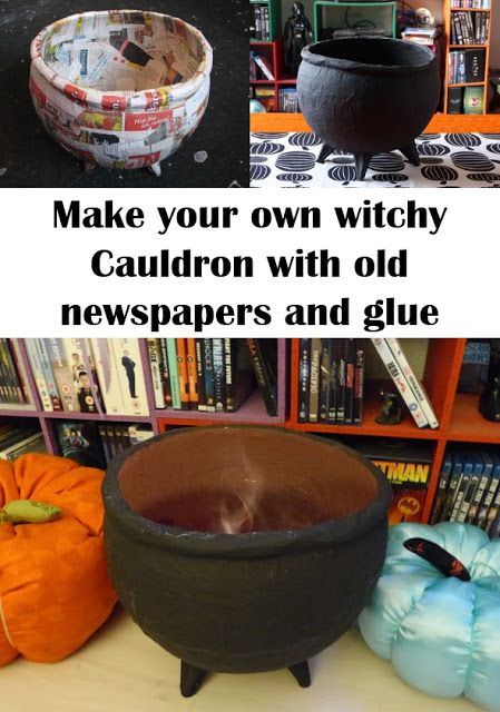 Cauldron Diy How To Make, Paper Mache Cauldron, Campsite Halloween, Cauldron Ideas, Diy Cauldron, Witches Caldron, Hama Beads Halloween, Hama Beads Mario, Halloween Cemetery