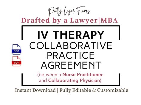 IV Therapy Collaborative Practice Agreement Infusion Nurse Practitioner Supervising Physician IV Drip NP Collaborating Doctor Iv Hydration - Etsy Iv Therapy Business, Nursing Iv, Infusion Nurse, Infusion Therapy, Iv Hydration, Therapy Business, Iv Infusion, Iv Drip, Legal Forms