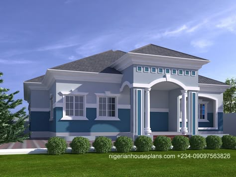 4 bedroom bungalow (Ref: 4029) - NigerianHousePlans Nigerian House Plans, Guest Wc, 4 Bedroom Bungalow, Modern Bungalow House Plans, 4 Bedroom House Designs, Modern Bungalow House Design, Bungalow Style House, Bungalow Floor Plans, Bungalow Style House Plans