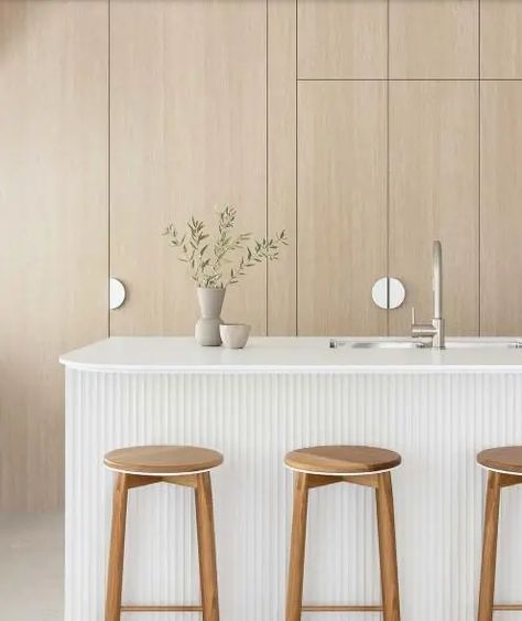 White And Timber Kitchen, Coastal Kitchen Design, Timber Kitchen, Laminate Kitchen, Kitchen Redesign, Home Design Diy, Coastal Kitchen, Gorgeous Kitchens, Kitchen Inspiration Design