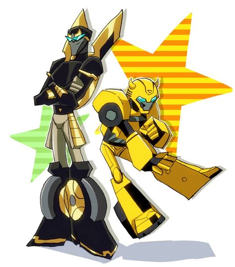 Prowl and bumble bee Bumblebee X Prowl, Prowl X Bumblebee, Transformers Animated Bumblebee, Transformers Animated, Nuh Uh, Transformers Rescue Bots, Time Will Tell, Transformers 4, Cartoon Crazy