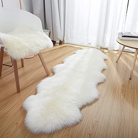 White Fluffy Rug, Bedroom Wood Floor, White Fur Rug, Room Sofa Chair, Large Sheepskin Rug, Plush Chair, Floor Sofa, Sheepskin Throw, Fur Rug