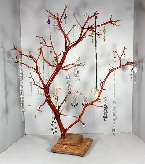 large tree jewelry display | 20 Jewelry Storage Options for a Stylish Display Jewelry Tree Display, Jewelry Tree Stand, Jewelry Storage Diy, Jewerly Displays, Display Furniture, Jewelry Tree, Jewelry Card, Jewellery Storage, Tree Stand