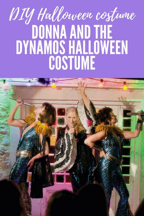 Find out how to make a DIY Donna and the Dynamos group Halloween costume from Mama Mia so you and your friend group can look so cute, on SHEFinds.com  #halloween #diyhalloweencostume #mommamia Disco Costume Diy, Simple Wedding Planning, Donna And The Dynamos, Costume Party Themes, The Dynamos, Abba Costumes, Trio Costumes, Crafts Simple, Super Troopers