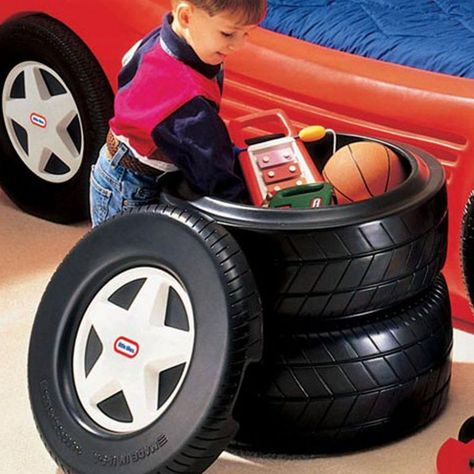 Little Tikes Classic Racing Tire Toy Chest - Walmart.com - Walmart.com Boy Car Room, Race Car Bedroom, Car Themed Rooms, Cars Bedroom, Car Themed Bedrooms, Hot Wheels Room, Car Nursery, Toddler Boy Room Decor, Themed Kids Room