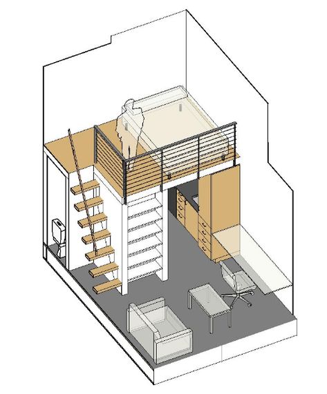 Lofts Pequenos, Small Loft Apartments, A Loft Bed, Tiny Loft, Loft Style Bedroom, Loft House Design, Tiny House Loft, House Loft, Small Loft