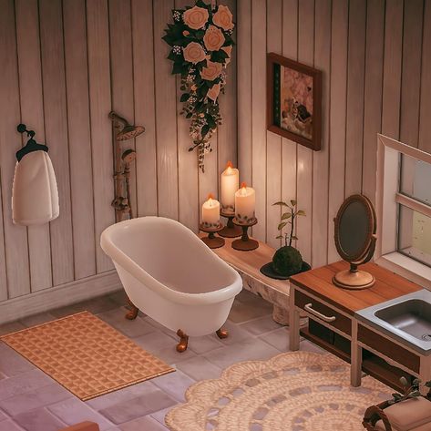 👒 𝒞𝓁𝑒𝓂𝑒𝓃𝓉𝒾𝓃𝑒 🧺🧸 on Instagram: “*See latest post for Bathroom Giveaway* Finally got my hands on the white clawfoot tub and now my bathroom is 99% complete 🛁🧻🧺” Animal Crossing Room Ideas, Animal Crossing Room, White Clawfoot Tub, Acnh Interior, Acnh House, Acnh Inspiration, Acnh Cottagecore, Animal Crossing 3ds, Animals Crossing