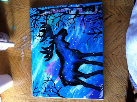 Abstract Moose Painting by Lori Teich #art Moose Painting, Alaskan Artist, Moose Decor, Northern Lights Painting, Night Sky Painting, Bright Art, Spring Painting, Night Painting, Artist Paint