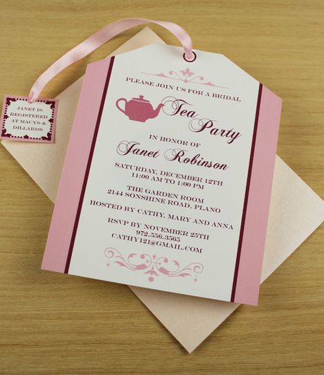 DIY Tea Party invitation from #DownloadandPrint. Cute tea bag cutout, perfect for a bridal shower. http://www.downloadandprint.com/templates/tea-party-tea-bag-invitation/ Tea Party Invitations Diy, Tea Party Invites, Diy Tea Party, Tea Bridal Shower, Diy Wedding Invitations Templates, Invitation Examples, Bridal Shower Tea Party, Ladies Tea, Bridal Tea Party