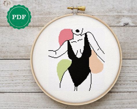 Cross Stitch Woman, Cross Stitch Simple, Woman Cross Stitch, Simple Cross, Hearts Design, Simple Cross Stitch, Female Body, Modern Cross, Perler Bead Patterns