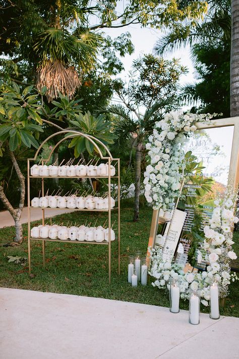 Mexico Wedding Seating Chart, Coconut Seating Chart, Seating Chart Destination Wedding, Secrets Akumal Riviera Maya Weddings, Palm Tree Wedding Decor, Beach Wedding Seating Chart, Custom Coconut, Cocktail Reception Decor, Secrets Akumal Riviera Maya