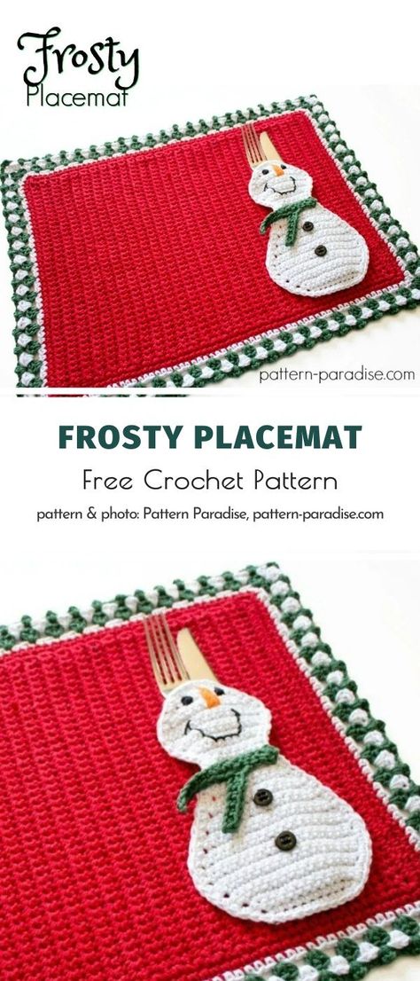 The Best Christmas Placemats Crochet Patterns Crocheted Placemats, Crochet Placemat Patterns, Crochet Placemats, Crochet Snowman, Crochet Santa, Crochet Xmas, Crochet Christmas Decorations, Placemats Patterns, Holiday Crochet