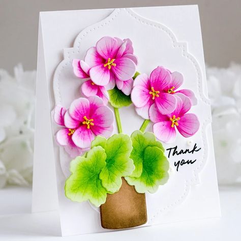 Geranium Thank You Card Fresh Cuts, Papertrey Ink Cards, Jute Crafts, Papertrey Ink, Baby Shower Cards, Fresh Cut, Paper Craft Projects, Patterned Paper, Party Balloons