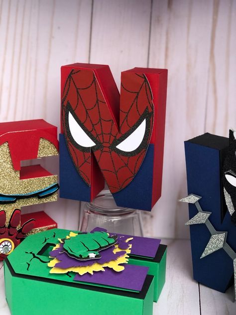 Avengers 3D Letters Custom 3d Letters Iroman Spiderman | Etsy Avengers Letters, Marvel Party Decorations, Avengers Themed Bedroom, Avengers Themed Room, 3d Letters Decoration, Superhero Letters, Spiderman Captain America, Spiderman Room, Marvel Party