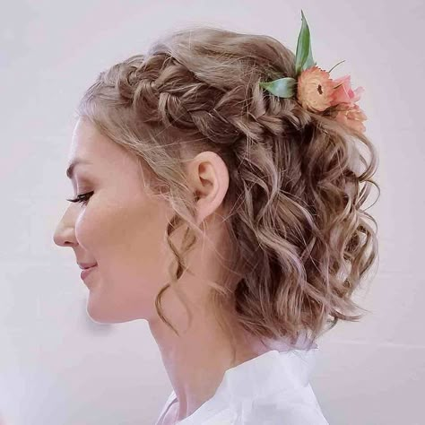 Hairstyles For Short Hair Wedding, Short Hair Wedding, Easy Hairstyles For Short Hair, Short Bridal Hair, Short Hair Bride, Curly Wedding Hair, Curly Hair Updo, Elegant Wedding Hair, Bridesmaid Hair Short