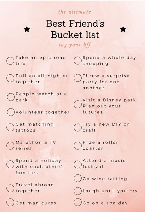 BFF’s guide to a great life #bffgoals Bff Bucket List, Pulling An All Nighter, Best Friend Bucket List, Bff Goals, Disney Park, Great Life, Shopping Trip, Bucket List, Best Friends