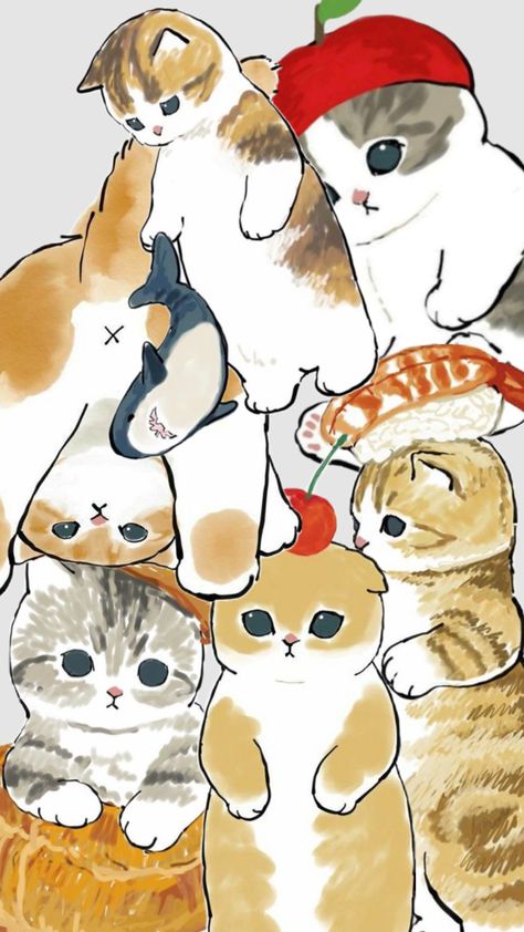 ahhh i love cats Mofusand Lockscreen, Calico Cat Wallpaper, Mofusand Wallpaper, Phone Widgets, Swans Art, 3d Wallpaper Iphone, Iphone Theme, I Love Cats, Dorm Ideas