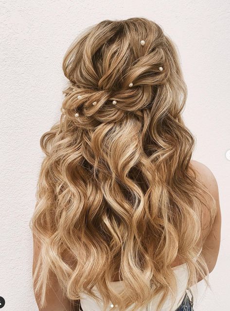 Half Up Half Down Wedding Hair Pearl Pins, Braids For Men, Bridal Hair Half Up, Bridemaids Hairstyles, Cute Prom Hairstyles, Fishtail Braids, Wedding Hair Half, Formal Hairstyles For Long Hair, Braided Hairstyles For Kids